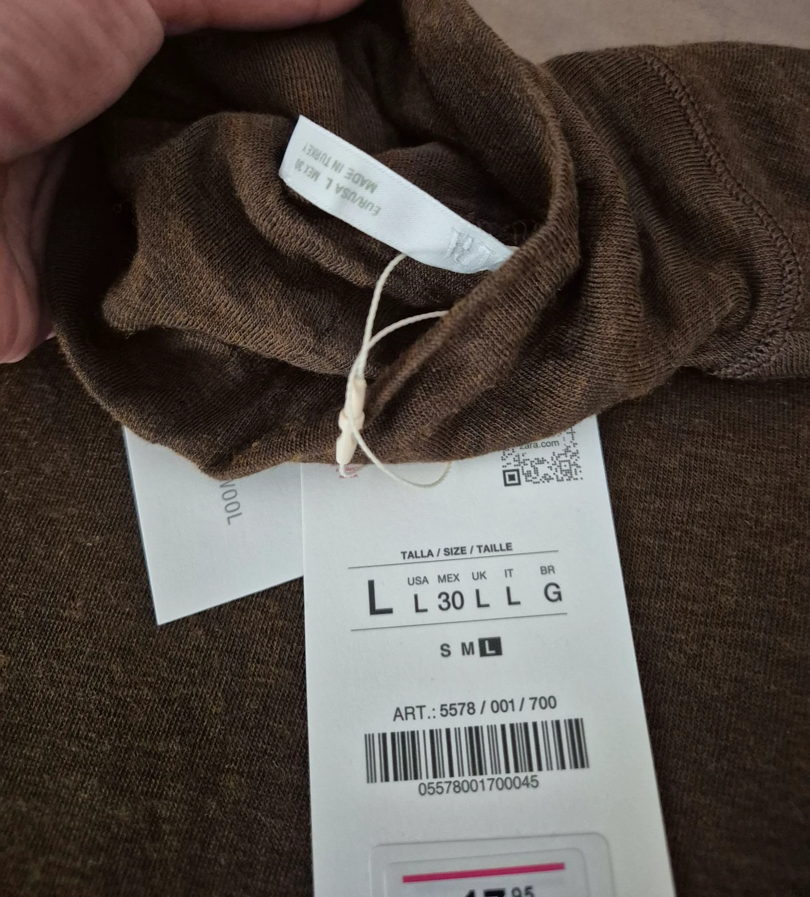 New Zara high neck short sleeve t-shirt size l – photo 3